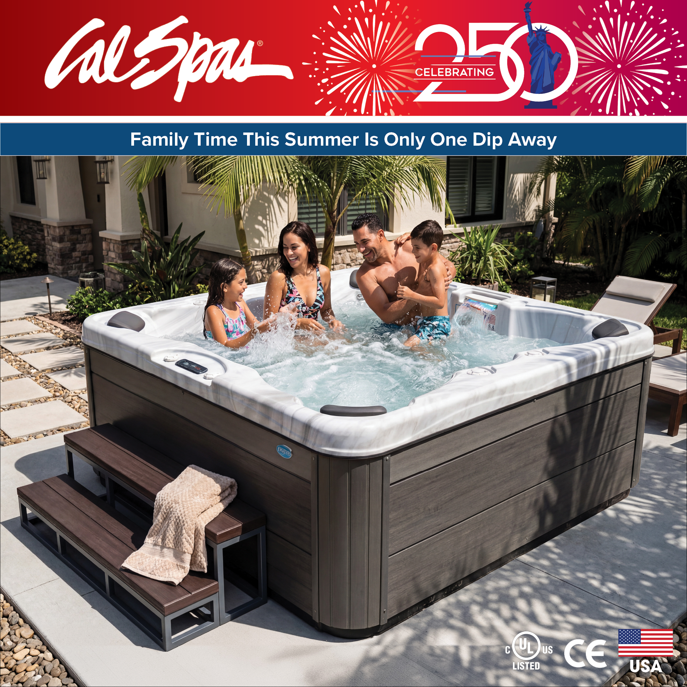 Calspas hot tub being used in a family setting - Amarillo